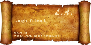 Langh Albert névjegykártya